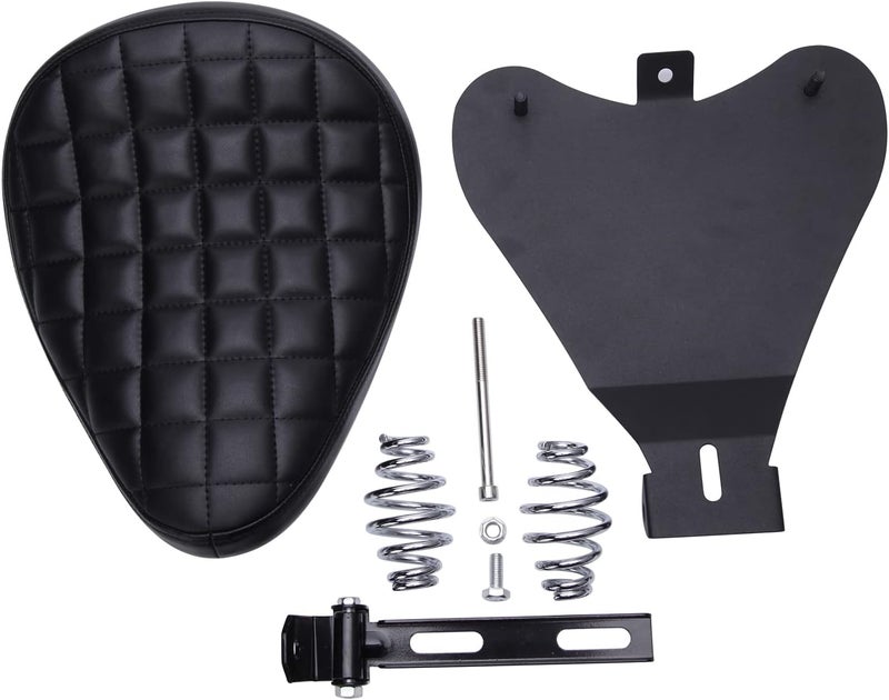 DREAMIZER Motorcycle Seat Cushion Driver Solo Seats with Spring Bracket PU Leather Compatible with Harley Honda Yamaha Kawasaki Sportster Iron 883 1200 Chopper Bobber Cafe Racer - Image 3